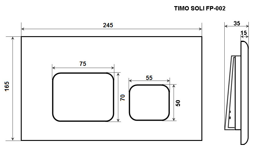 Кнопка смыва TIMO SOLI 250x165 matt black (FP-002MB) - фото 2