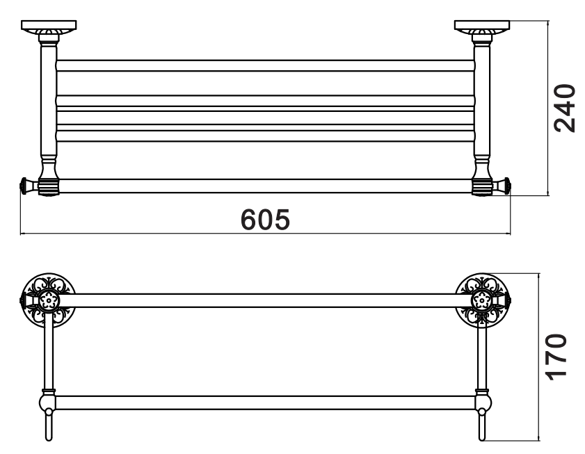 Полка для полотенец 60 см Savol 58с (S-005844C) - фото 2