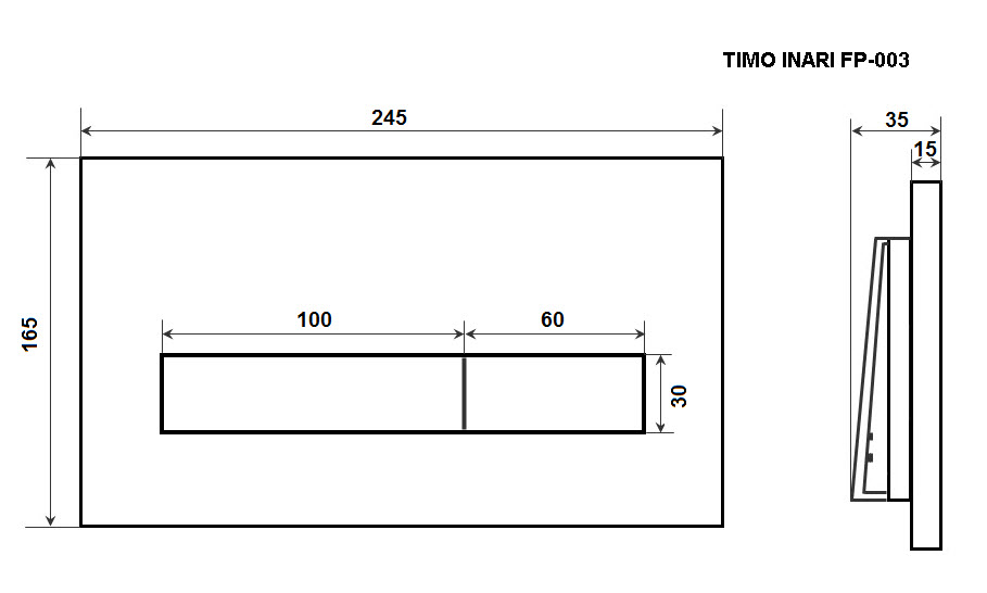 Кнопка смыва TIMO INARI 250x165 matt black (FP-003MB) - фото 2