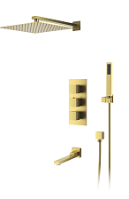 Душевая система для ванны и душа DK встраиваемая термостатическая с изливом матовое золото Bayern.Liszt (DA2515607A04) 